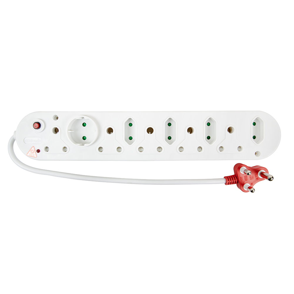 EM1 5 x 16A, 4 x 5A, 1 x 5A Schuko Multi-Plug with Surge + Overload protection