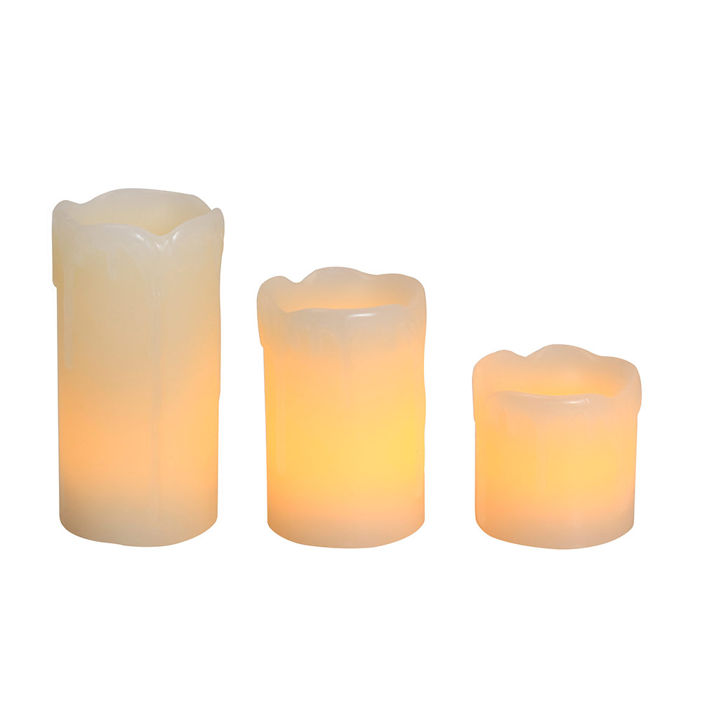 H151 3Pcs LED Candle Dripping Effect Ivory Yellow