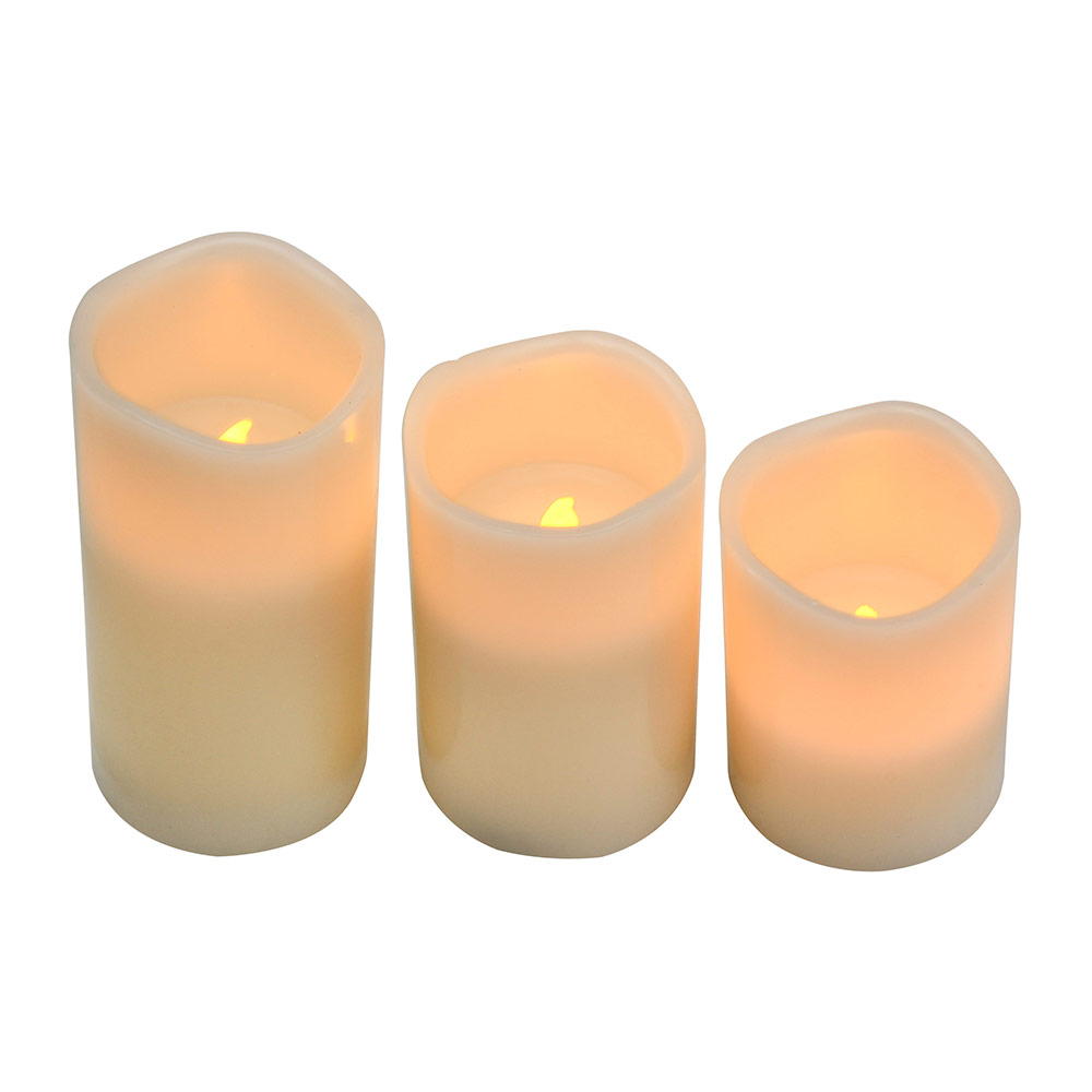 H153 3Pcs LED Candle Flameless On/Off Remote Ivory