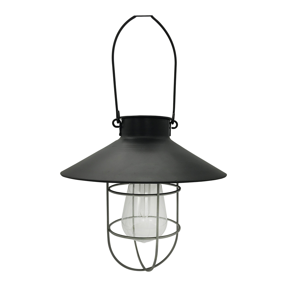 O616BS Black and silver Solar rechargeable hanging lantern